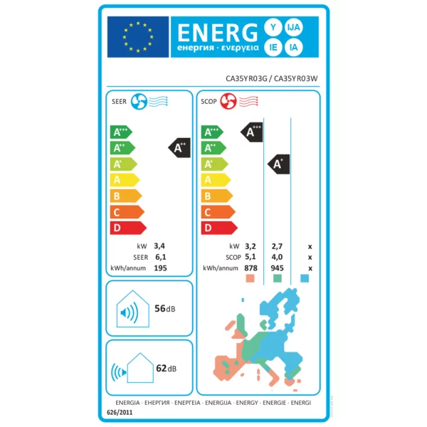 Hisense ECO Smart 3,4kW split klíma Energiacímke - HBcool klímaszerelés debrecen hajdúböszörmény