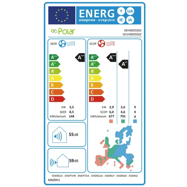 Polar Zenit 3,5kW Energiacímke Klímaszerelés Debrecen HBcool